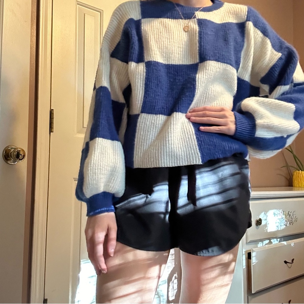 SOLD Blue and white checkered sweater